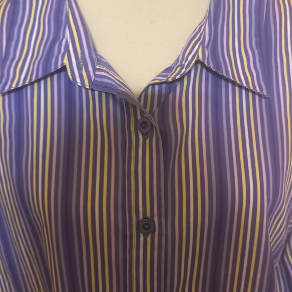 Roamans Striped Button Down 3X - Picture 3 of 7